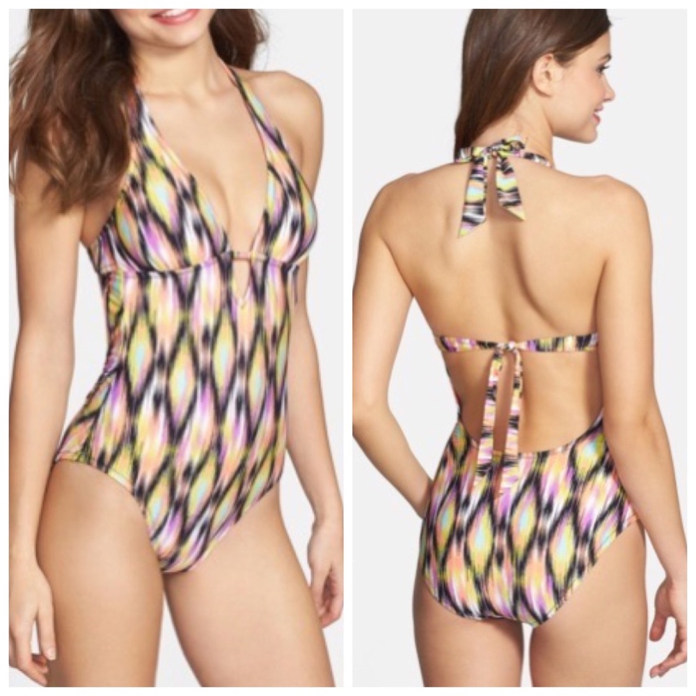 W Swimwear Ikat Halter One Piece Swimsuit